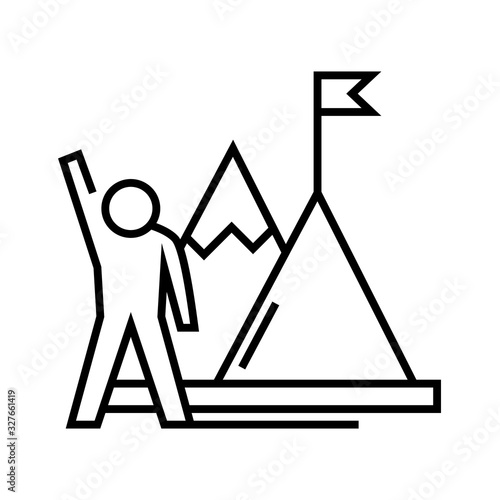 Succesful employee line icon, concept sign, outline vector illustration, linear symbol.