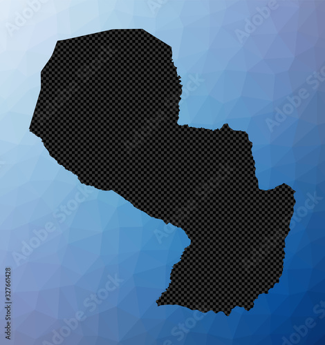Paraguay geometric map. Stencil shape of Paraguay in low poly style. Astonishing country vector illustration.