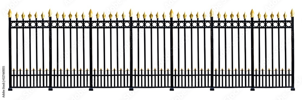 Baroque iron fence, isolated on white background Baroque iron fence, isolated on white background