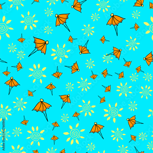 beach seamless pattern hand-drawn beach umbrella design of beach bags