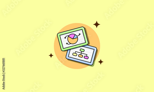 Data Chart Cartoon Flat Illustration. Vector Cute Design