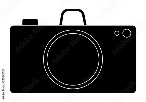 Icono negro de una cámara de fotos.