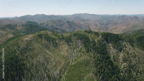 Oregon Coast circa-2019.  Aerial view of Oregon Coast Range Mountains.  Shot from helicopter with cineflex gimal and RED 8K camera. photo