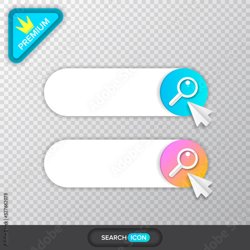 Search bar vector design ui elements ui. Blue and pink search bar icon colletion isolated on transparent background.