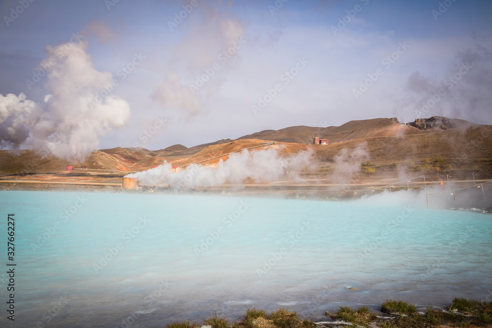 iceland, autumn, nature, myvatn, sky, landscape, mountain, volcanic, cloud, panorama, volcano, lake, outdoor, travel, eruption, water, crater, cold, north, scenic, blue, northern, tourism, fall, lava,