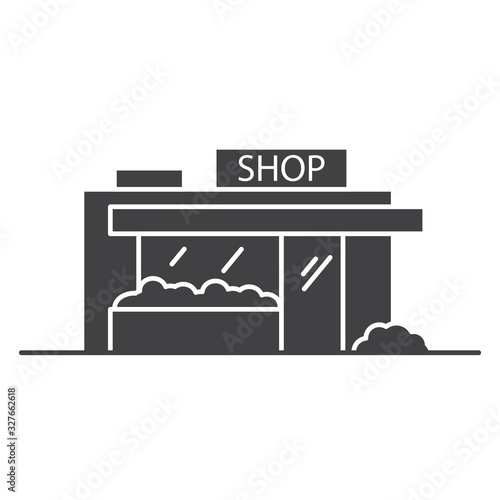 Store building icon. Shop line art. Outline vector.