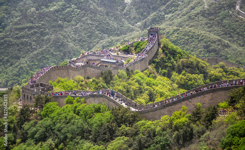 Fotografija Panorama of Great Wall of China among the green hills and mountains near Beijing