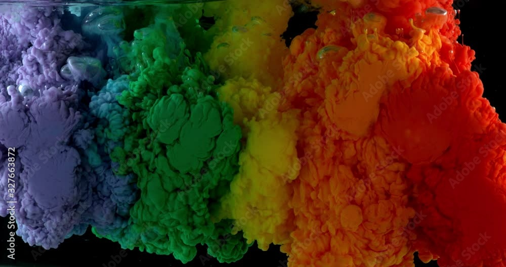 Rainbow colored ink in water Rainbow colored ink in water