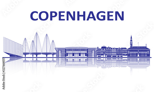 Copenhagen landmarks silhouette. European championship 2020.