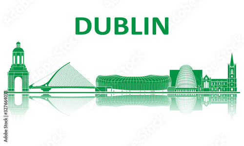 Dublin landmarks silhouette. European championship 2020.