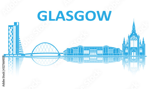 Glasgow landmarks silhouette. European championship 2020.