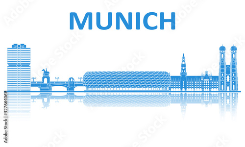 Munich landmarks silhouette. European championship 2020.