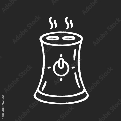 Air purifier, home device chalk white icon on black background. Portable air humidifier, domestic electrical appliance, humidity regulation equipment. Isolated vector chalkboard illustration