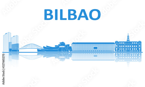 Bilbao landmarks silhouette. European championship 2020.