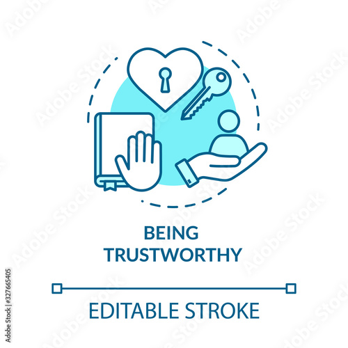 Being trustworthy concept icon. People secrets keeping. Being loyal, dependable and faithful idea thin line illustration. Vector isolated outline RGB color drawing. Editable stroke
