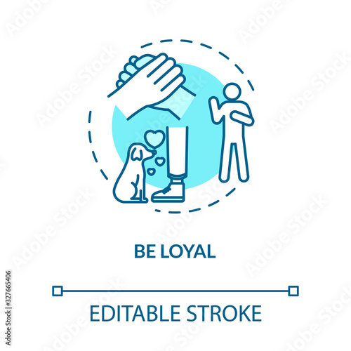 Be loyal concept icon. Friendship relationships and social skills advice. Being faithful and trustworthy idea thin line illustration. Vector isolated outline RGB color drawing. Editable stroke