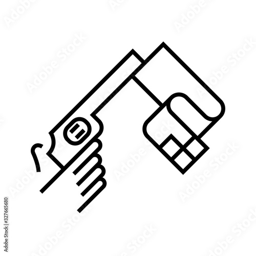 Starter pistol line icon, concept sign, outline vector illustration, linear symbol.