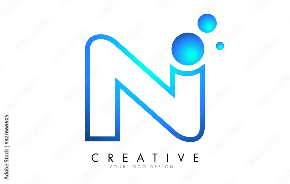 N Letter Logo Design with 3D and Ribbon Effect and Dots. N Letter Logo Design with 3D and Ribbon Effect and Dots.