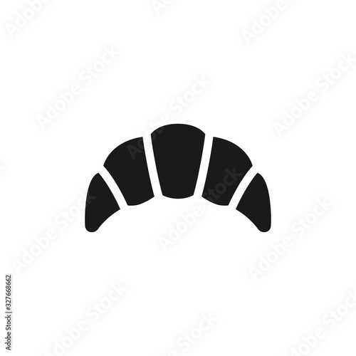Croissant black isolated vector icon. French croissant pastry glyph symbol.