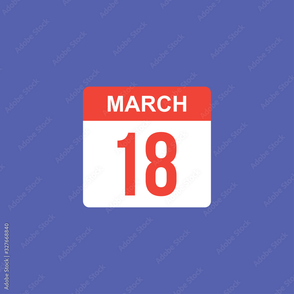 calendar - March 18 icon illustration isolated vector sign symbol calendar - March 18 icon illustration isolated vector sign symbol