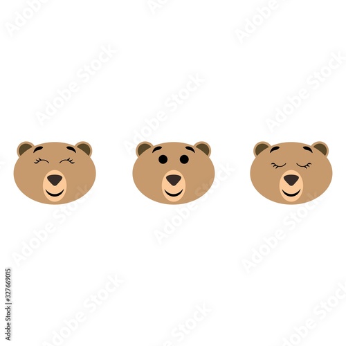 Muzzle of a bear with open and closed eyes isolated on white background. Stock vector illustration for decoration and design, postcards, fabrics, packaging, children's textiles, poster, banner, books © Galina Pislar