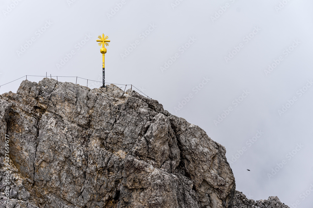 The famous peak of the mountain zugspitze in bavaria, germany.