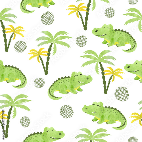 Seamless cartoon crocodiles...