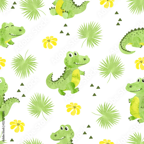 Seamless cartoon crocodiles...