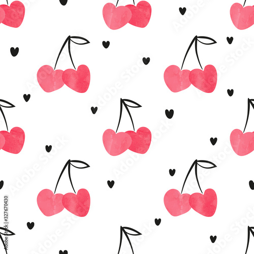 Seamless heart shaped cherr...