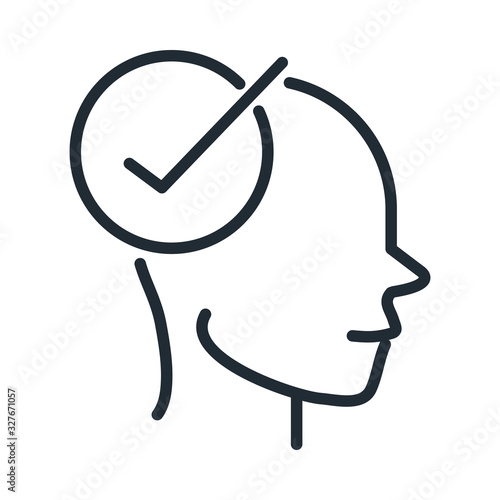 alzheimers disease neurological brain check mark line style icon