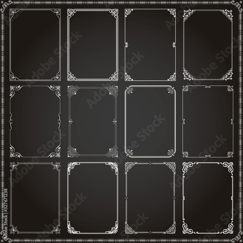 Decorative frames and borders rectangle proportions set 8