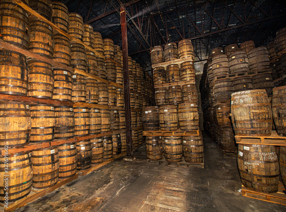 Rum barrels ready for transportation in Nicaragua Rum barrels ready for transportation in Nicaragua