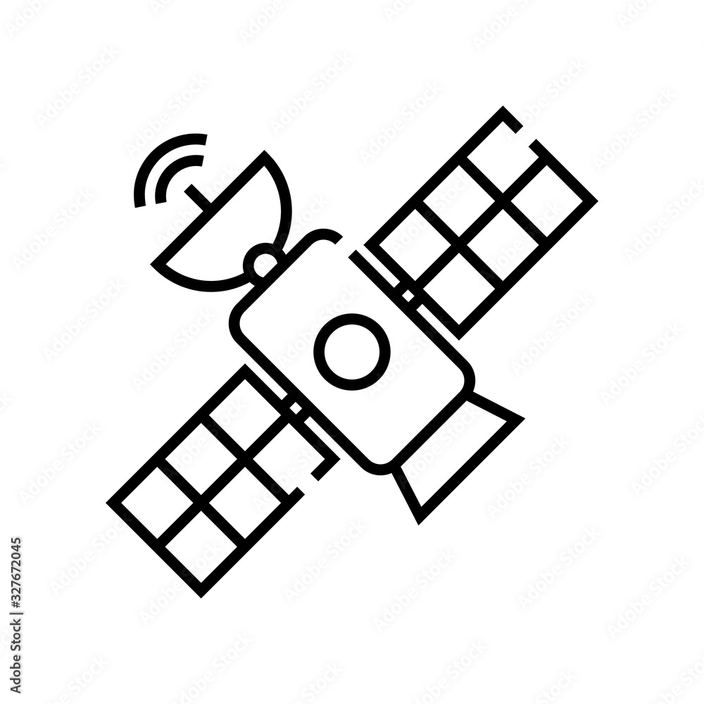 Space satellite line icon, concept sign, outline vector illustration, linear symbol. Space satellite line icon, concept sign, outline vector illustration, linear symbol.