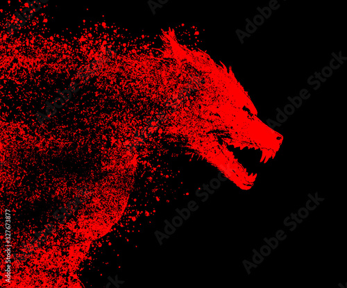 Werewolf/Dogman in bloody silhouette