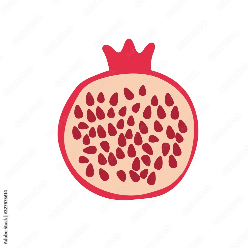 Pomegranate icon drawing isolated on white. Concept vector illustration. Symbol for Jewish New Year. Great for card, poster and logo design. Cute simple Pomegranate icon drawing isolated on white. Concept vector illustration. Symbol for Jewish New Year. Great for card, poster and logo design. Cute simple