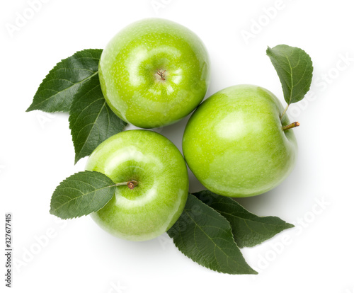 Tableau sur toile Green Apples Isolated On White Background