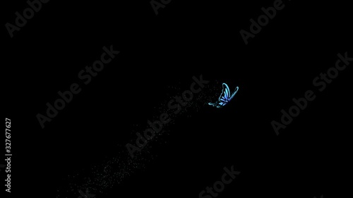 Blue Butterfly flying left to right