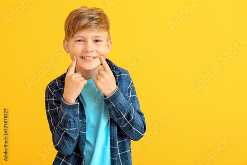 Happy little boy with healt...