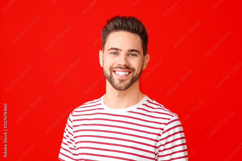 Handsome young man on color background Handsome young man on color background