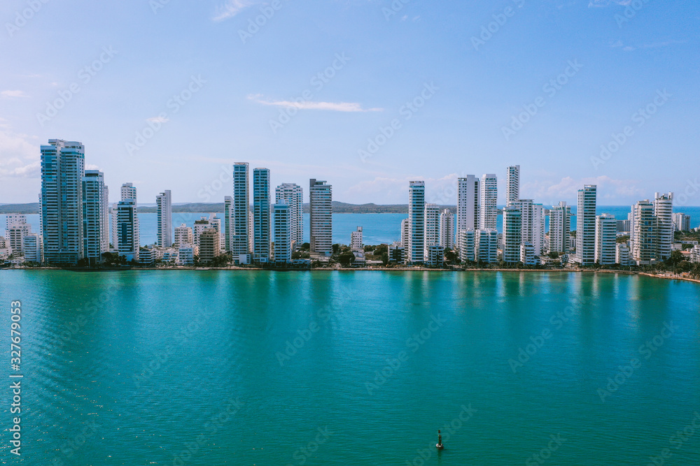 Fototapeta premium Aerial view of Cartagena Bocagrande