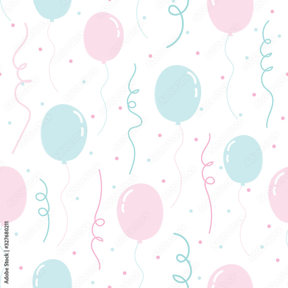 White party pattern with balloons and confetti