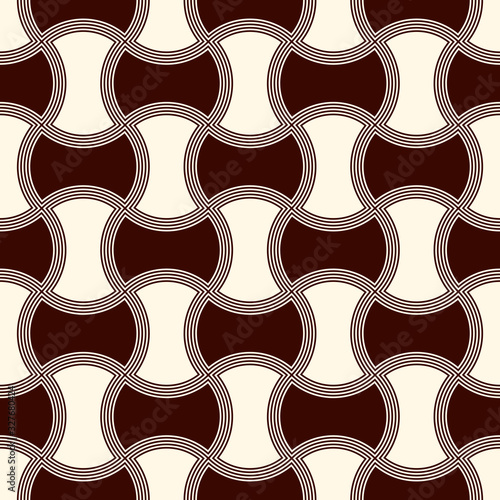 Apple core quilts texture. Bow tie motif. Seamless surface pattern design with interlocking axehead figures.
