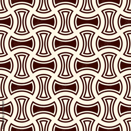 Apple core quilts texture. Bow tie motif. Seamless surface pattern design with interlocking axehead figures.