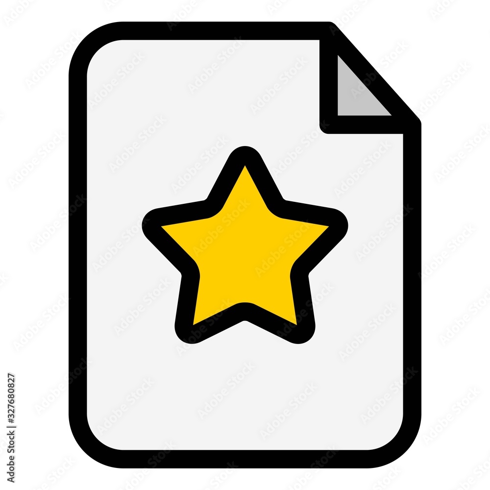 Favorite file page icon. Document with star sign illustration. Bookmarked doc page symbol. Favorite file page icon. Document with star sign illustration. Bookmarked doc page symbol.