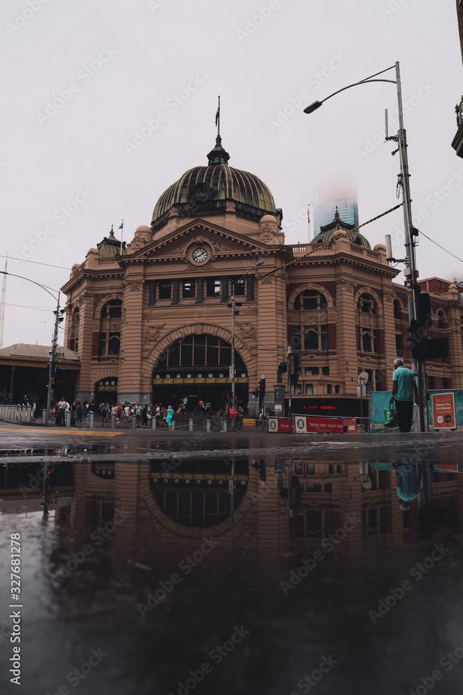 Flinders Street Station rainy day Melbourne