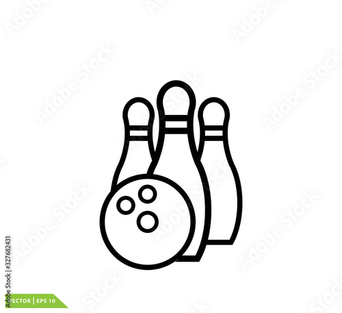 Pin bowling icon vector logo design template