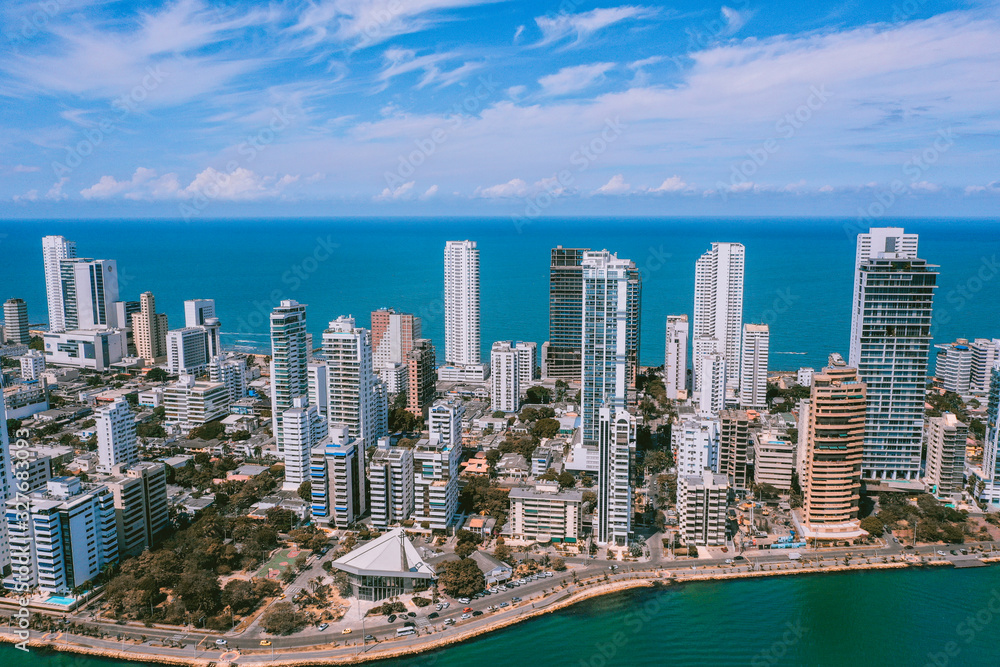 Naklejka premium Aerial view of Cartagena Bocagrande