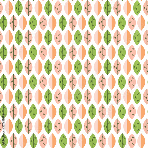 Abstract vector pattern with pink - green leaves