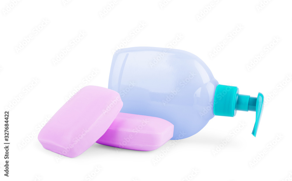 Liquid soap with dispenser on white background Liquid soap with dispenser on white background