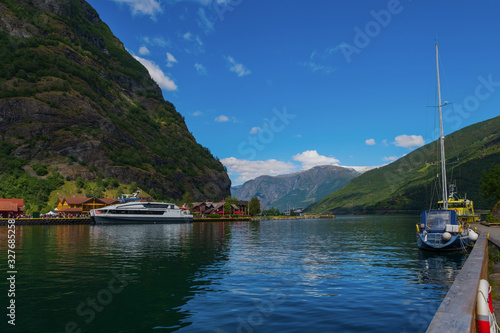 Flom Flam and Aurlandsfjord - unesco enlisted natural heritage site - in Norway. July 2019